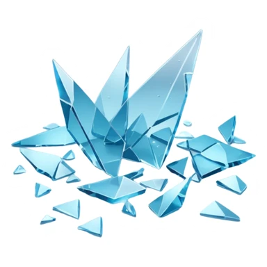 3D render of Broken Glass Shards, forensic investigation aesthetic, sterile clinical lighting, cool blue undertones, sharp high-contrast details, professional clean look. sticker