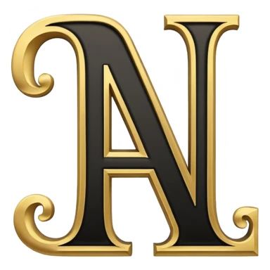 letter N in black and gold sticker