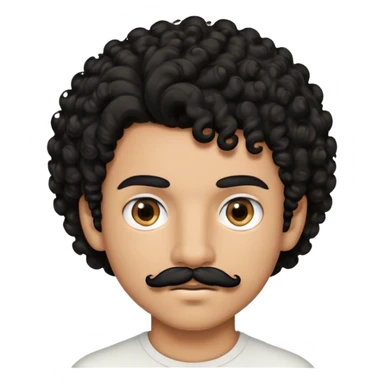 boy with light brown skin tone and black curly hair along with a moustache and an eyebrow slit sticker