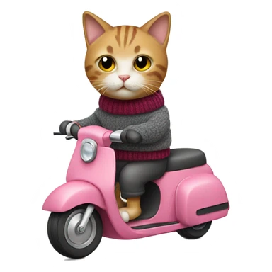 Cat with a sweater on a scooter sticker