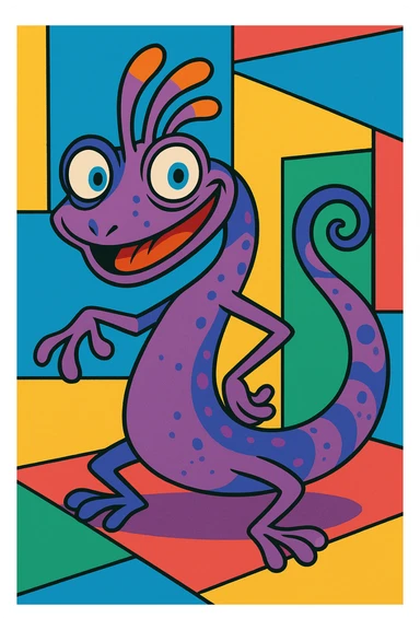 Randall from Monsters Inc, vibrant toon style, purple chameleon-like monster with expressive eyes sticker