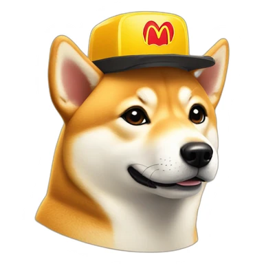 Shiba Inu with a mcdonalds hat sticker