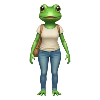 female anthropomorphic frog in jeans and t-shirt walking upright sticker