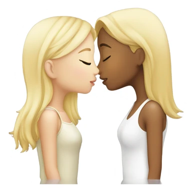 Asian girl kissing blonde girl sticker