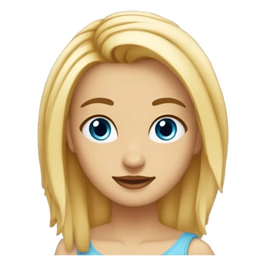 Chica con piel palida y ojos azules, con pelo rubio claro corto con fleco, con dos mechones largos por los costados sticker