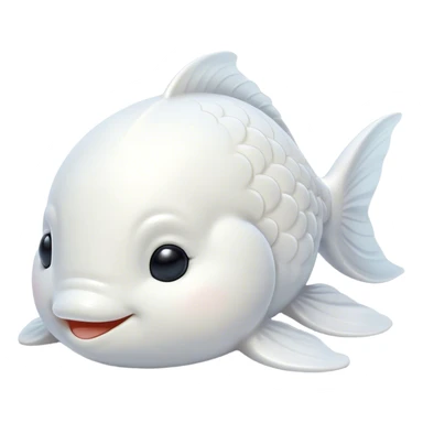 Meme-Worthy Cute Sleeping White Goldfish Portrait Emoji, Head resting peacefully with a contented smile, showcasing a streamlined, graceful body and a luxuriously soft pure white hue, eyes closed in a serene, floating nap, Simplified yet hilariously adorable features, highly detailed, glowing with a soft, drowsy light, high shine, relaxed and utterly lovable, stylized with an air of playful laziness, bright and heartwarming, soft glowing outline, capturing the essence of a comically sleepy goldfish, so meme-worthy it feels like it could instantly become the next viral sensation of adorable slumber! sticker