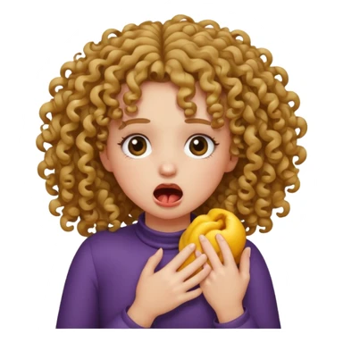 A girl with curly hair pretending to choke herself sticker