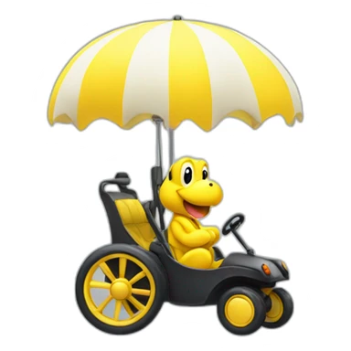 Yellow yoshi driving a buggy sticker