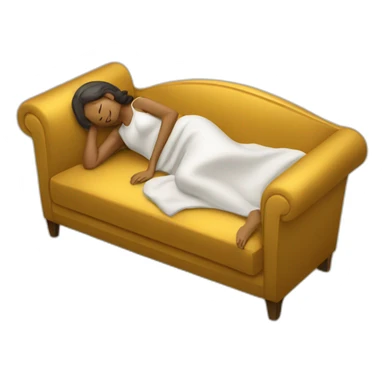 woman sleeping on a golden couch sticker