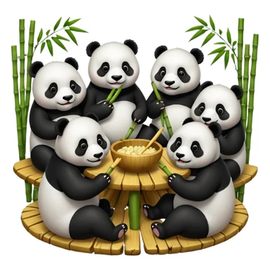 famille panda à table sticker
