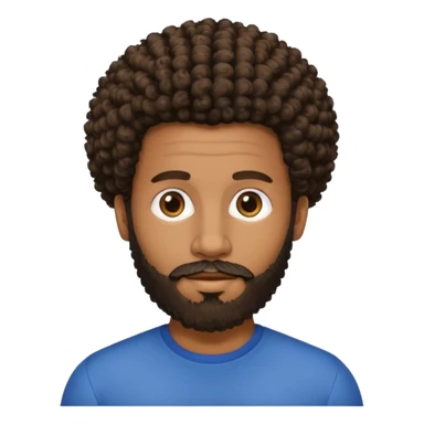 Medium brown skin man with beard and a curly small Afro fade sticker