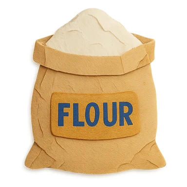 flour sack in paper craft style, with visible paper folds sticker