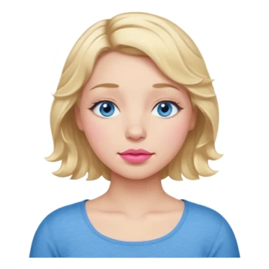Girl Blonde short wavy hair,  blue eyes, cute blue top, long lashes, pink lips, sleeping eyes closed, zzzz  sticker