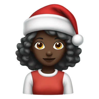 Dark skin girl with christmas hat sticker