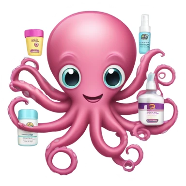Octopuses holding skincare sticker