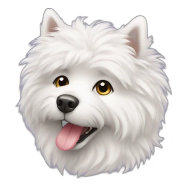 White fluffy dog and LOVE sticker