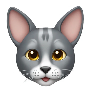 A gray cat with big ears that licks sticker