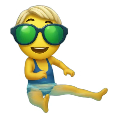 Una Rana en una  piscina nadando sticker