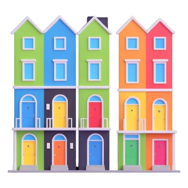 townhomes with colorful doors sticker