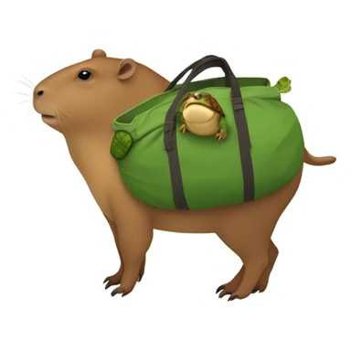 a capybara wearing a turtle bag sticker