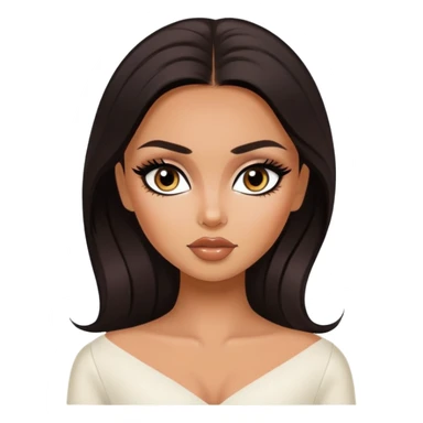russian features, dark hair, beauty,  hair, tan skin,  eyes, pretty eyes, black eyeliner, pretty bratz baddie sticker