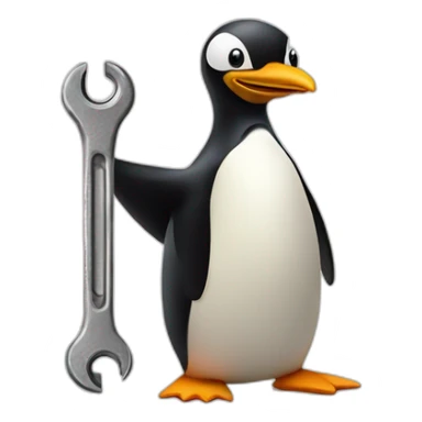 The penguin whit a wrench sticker