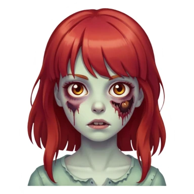 Cabelo vermelho com franja e longo com olhos castanhos garota zumbi  sticker