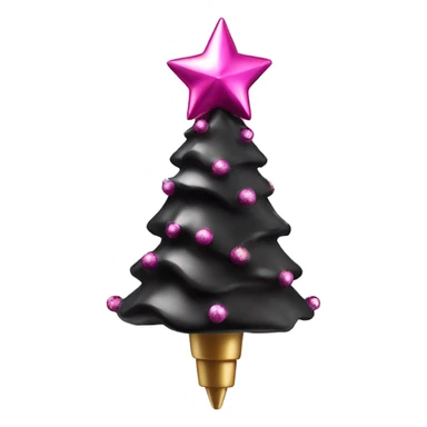 Realistic isolated black and pink metallic christmas tree topper. sticker