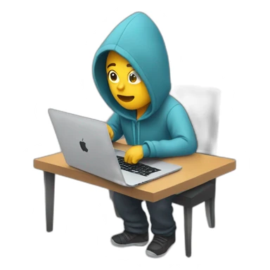 Developer with hoodie and a macbook sticker