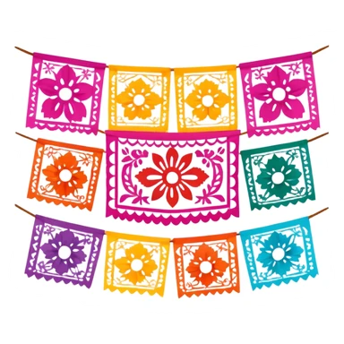 colorful papel picado Mexican banner decoration sticker