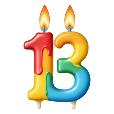 Birthday candles with the shape of the number 15 sticker