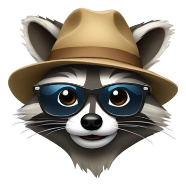 Raccoon with hat and glasses sticker