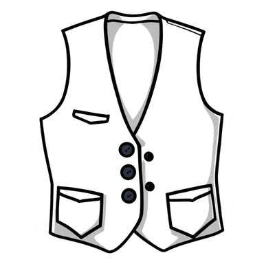 white formal vest for women with 3 white buttons and 2 front pockets sticker