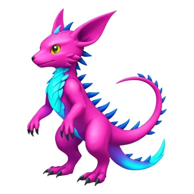 colorful neon-colored Fakémon-Digimon-Fionbri-Trico-creature (full body) sticker