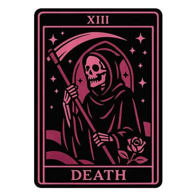 gothic tarot card, black and pink colors sticker