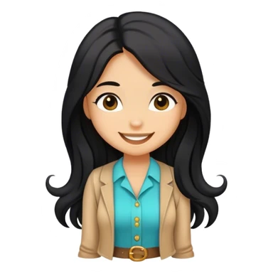 Tan lady with black long hair cute kisses smiles and cute outfit sticker