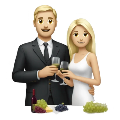 A white, brunette man drinking wine with his blonde wife sticker
