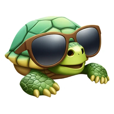 Turtle wearing sunglasses at the beach ￼ sticker
