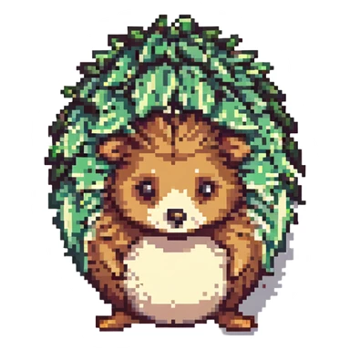 pixel art hedgehog, side view, retro game style sticker