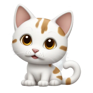 White cute cat with brown tail and a brown spot on the back  sticker