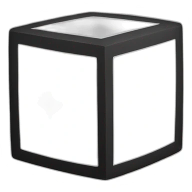 White Outline of a cube with a black background sticker