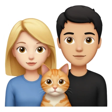 There is a blonde girl, a ginger cat, and a black-haired guy. sticker