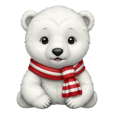baby polar bear with red stripes scarf  sticker