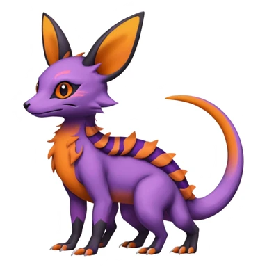 Rare epic aesthetic colorful Salandit-Noibat-Eevee-Genet-species-Fakemon-hybrid-creature, with markings, full body sticker