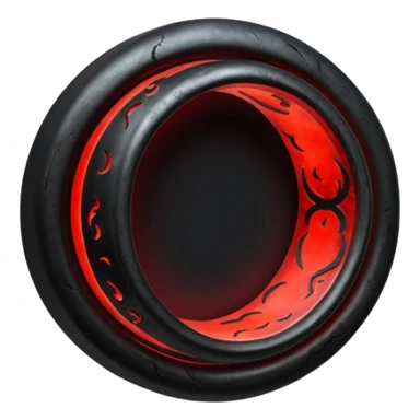 iOS sticker, dark fantasy ring, black metal, red inner glow, minimal sticker