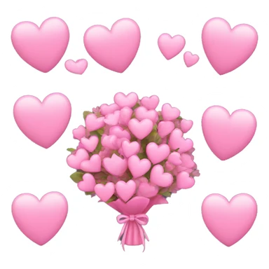 Bouquet of pink hearts with a bow sticker