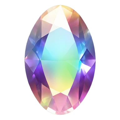 Oval gem with iridescent pastel rainbow prism multicolored gem sticker