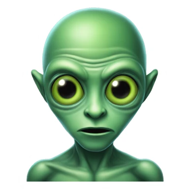 green alien named oober schlort, big head small body, giant black eyes  sticker