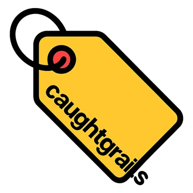 price tag icon with the text 'caughtgrails' sticker