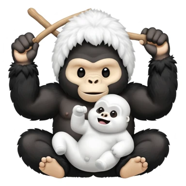 a cute marshmallow doing a split with his gorilla bestie sticker